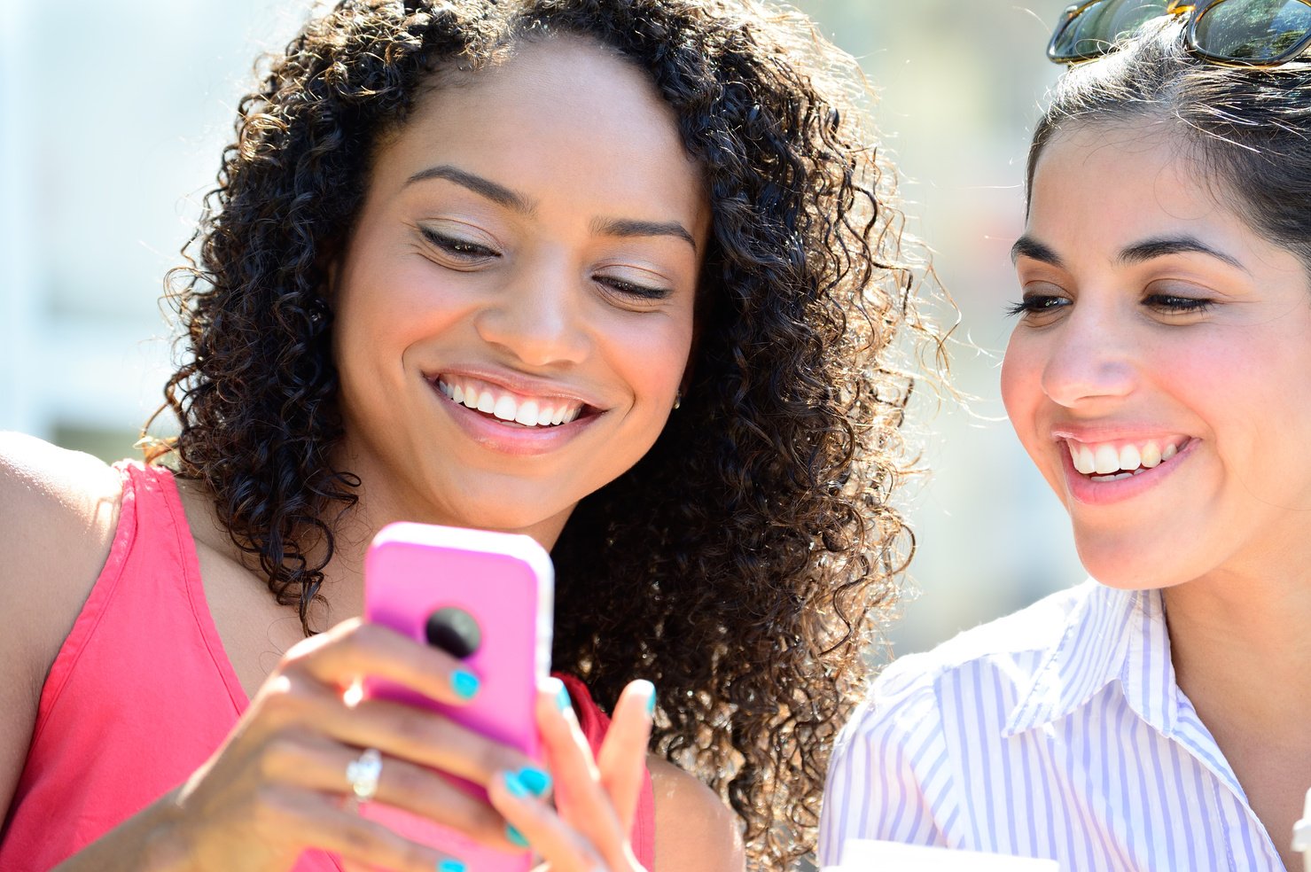 Young women and phone